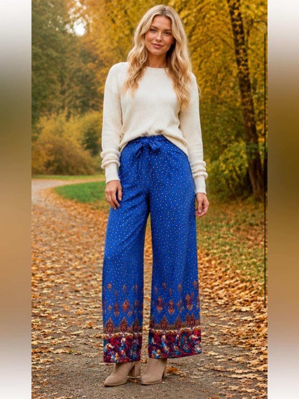 Anthropologie Ett Twa boho Wide Leg Pants Floral Damask